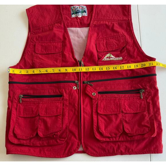 Big Mountain Utility Vest Men's XL Red Mesh Lined Pockets V-Neck Full Zip Hiking - Picture 4 of 9